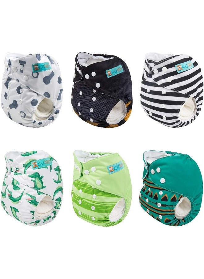ALVABABY 6 Pack with 12 Inserts Baby Diaper Pocket Cloth Diapers Reusable Washable Adjustable for Baby Boys and Girls 6DM35 - Image 2